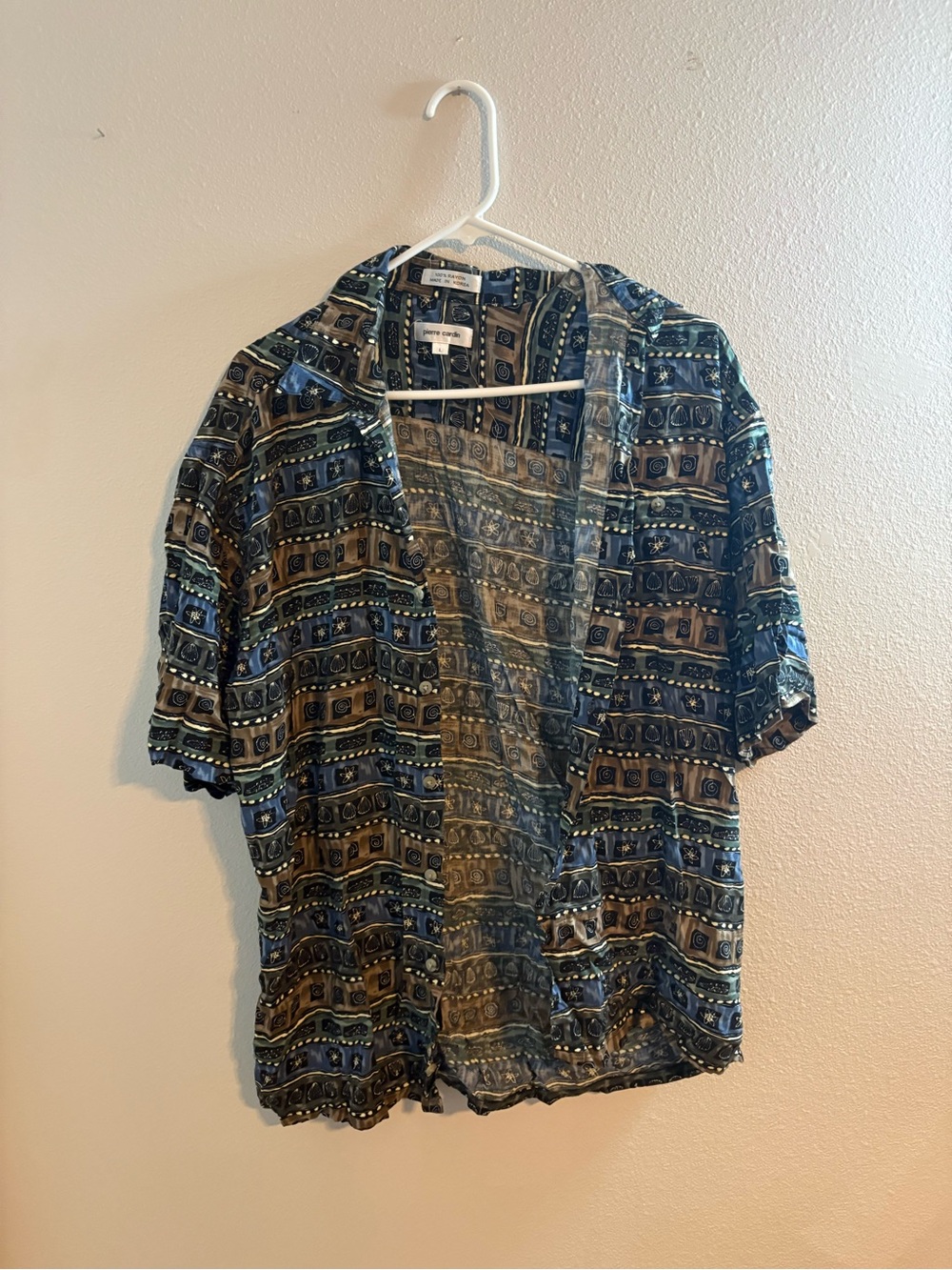Pierre Cardin Open-Front Patterned Shirt Jacket - Blue & Brown